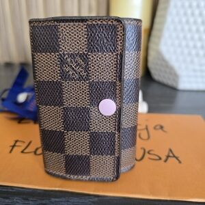 Louis Vuitton 6 Key Holder Damier Ebene With Pink Rose Ballerine Ballerina Inter